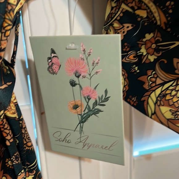 Women’s Robe Short Open Front With Tie Size Medium Kimono Green.& Yellow - Picture 9 of 9